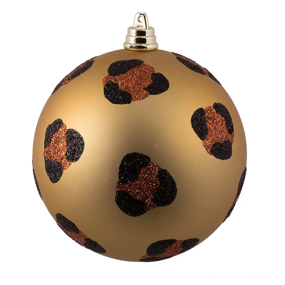 2022 New Design luxury plastic 6cm Leopard print Christmas ball sets Christmas tree pendant