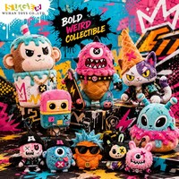 Ensemble de peluches monstres street-graffiti hip-hop, créatures étranges en peluche, thème crème glacée