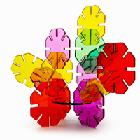 Support d'affichage en acrylique coloré en forme de fleur avec fentes radiales pour bijoux, parfums et vente au détail en boutique