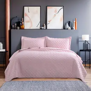 Roze Kleuren Polyester Cover Hoge Kwaliteit Bed Dekbedovertrek Sprei Met Aangepaste Verpakking