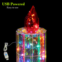 Bougie LED irisée lumineuse, décoration de Noël, alimentée par USB, colorée, pour la maison, centre de table, cadeau