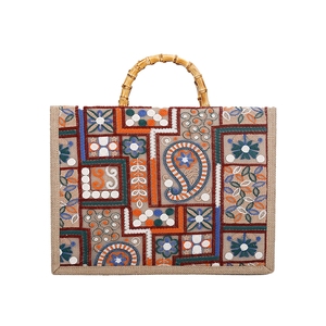 Women Floral Sequins Tote Evening <b>Bag</b> with Bamboo Top Handle Exquisite Embroidered Handbag for Daily <b>Work</b> Travel - Product Image 4
