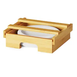 Бамбуковый диспенсер для бумажных тарелок 8,5 размера "9" 10 "под держателем бумажных тарелок шкафа