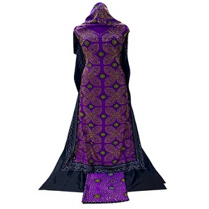 Robe Dashiki Africaine Violette Broderie Florale Sans Manches pour Femme, Tenue Traditionnelle Coupe Classique en Soie Écologique Hiver - Product Image 1