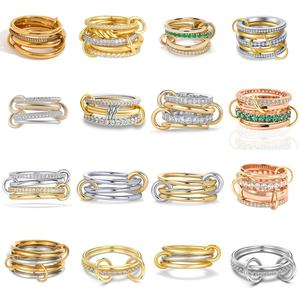 Anillo Triple Entrelazado de Plata de Ley S925 de Lujo SPJ, Anillos de Eternidad con Circonitas Incrustadas, Diseño de Nicho, Joyería al por Mayor - Product Image 1