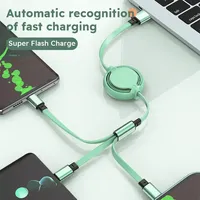 Kabel Pengisi Daya Cepat 3 in 1 2.8A Berkualitas Tinggi, Dapat Ditarik Ulang, untuk iPhone & Android Universal Multiwarna Tembaga Murni untuk Penggunaan Komputer