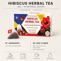 Thé Herbal Hibiscus pour la Tension Artérielle, Direct Usine, 60g, Sachet Pyramidal, Non Sucré, Vente en Gros, OEM ODM, Qualité Supérieure, Certifié ISO
