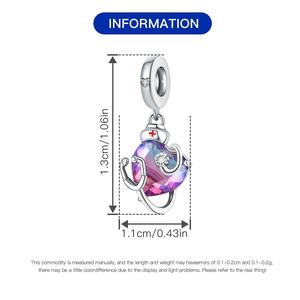 PANBUEATY Bracelet à breloques mode infirmière stéthoscope pendentif en forme de coeur argent plaqué cuivre perles bijoux pour enfants - Product Image 3