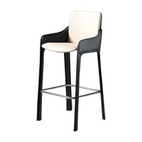 Tabouret de bar haut en cuir italien avec accoudoirs pour restaurant, intérieur, salon, gîte, hôtel, îlot de cuisine, comptoir, salle d'exposition