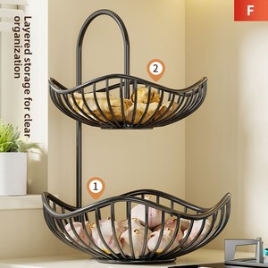 Cesta de Almacenamiento de Cebolla, Jengibre y Ajo para Cocina, Estante de Exhibición de Verduras para Escritorio, Multifuncional para el Hogar, de Doble Capa para Sala de Estar - Product Image 1