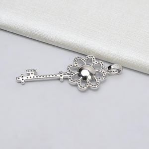 Colgante de Llave de Plata S925, Collar de Cristal Personalizado para Mujer, Joyería de Perlas, Accesorios de Bricolaje con Soporte Vacío - Product Image 4