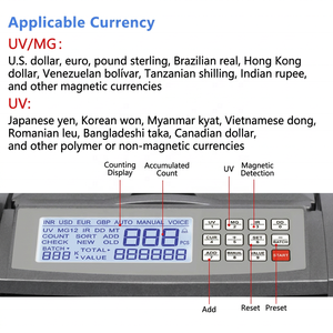 Compteur de billets multi-devises AL-6300 avec détection UV et MG, reconnaissance automatique <span class=keywords><strong>des</strong></span> devises, alimentation par prise secteur - Product Image 4