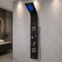 Panneau de douche thermostatique carré en acier inoxydable chromé poli DMAN, système tour, mitigeur simple, 5 fonctions, multiples modes de pulvérisation