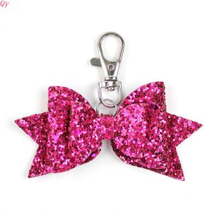 Llavero de Mosquetón con Lazo de Lentejuelas Rosa QQ, Llavero Portátil de Moda con Forma 3D, Material de Poliéster - Product Image 1