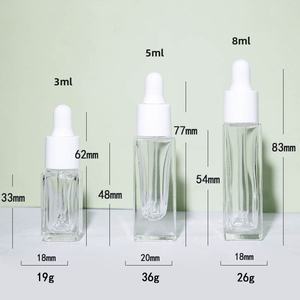 ขวดแก้วทรงสี่เหลี่ยมขนาดเล็ก3มล. 5มล. 8มล. 10มล. ขวดหยดแก้วใสสำหรับดูแลผิวเครื่องสำอาง - Product Image 2