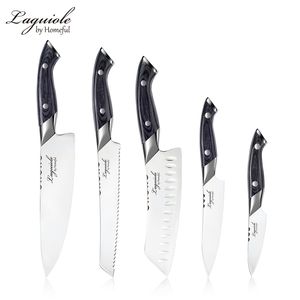 طقم سكاكين سانتوكو ياباني من 5 قطع بمقبض خشبي مريح وشفرات من الفولاذ عالي الكربون حادة ومتينة - Product Image 1