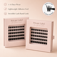 Kit de faux cils individuels réutilisables naturels pour l'été, cils en grappes à presser, bande complète sans colle, vente en gros