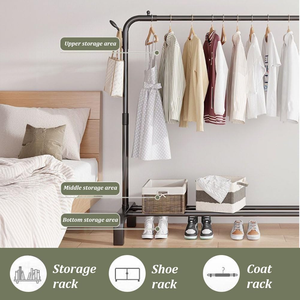 Perchero doble sencillo para ropa, perchero multifuncional de pie para el hogar, para colgar prendas - Product Image 3