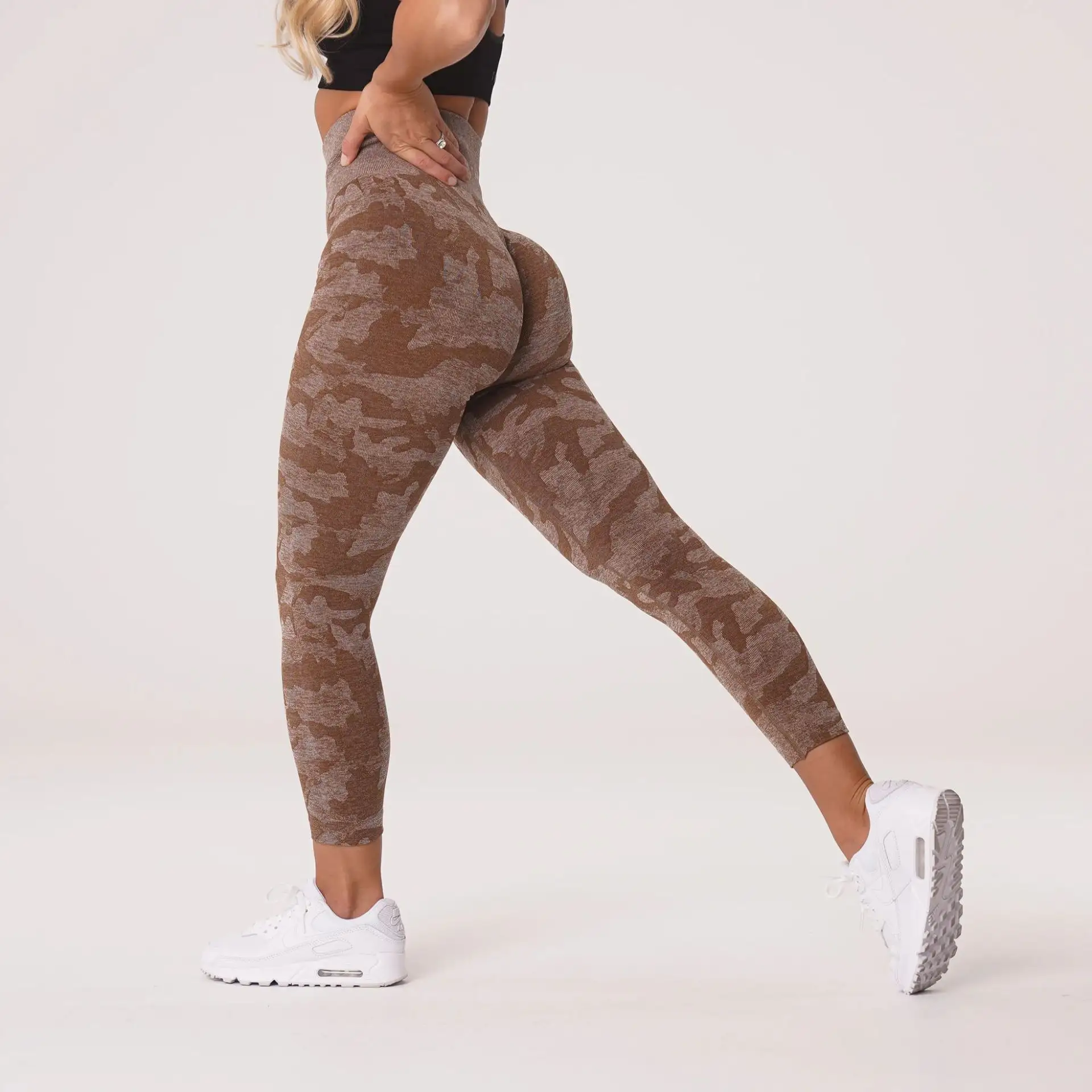 Schneller Einzelhandel Beliebte Schneeflocke Camo Capris Camo Jacquard Nahtlose Fitness Yoga Hose