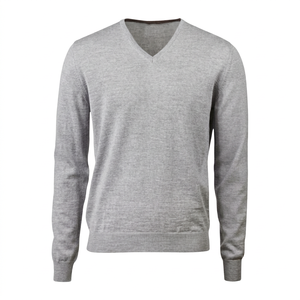 Pull en tricot à col en V pour femme, couleur unie, coupe classique, style décontracté, laine, vêtements d'automne - Product Image 1