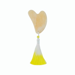 Rose quartz Obsidian Gua sha Massage Tassel pendant Yellow <b>Jade</b> Guasha for face - Product Image 2