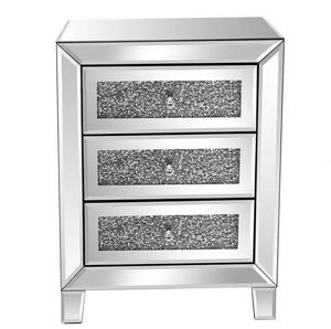 Cajón de espejo moderno, mesitas de noche contemporáneas, muebles para el hogar, mesa auxiliar de lujo, mesita de noche, mesitas de noche con espejo de diamante triturado - Product Image 6