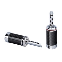 Connecteur banane pour haut-parleur, 5mm, en cuivre, rhodium plaqué, Fiber de carbone