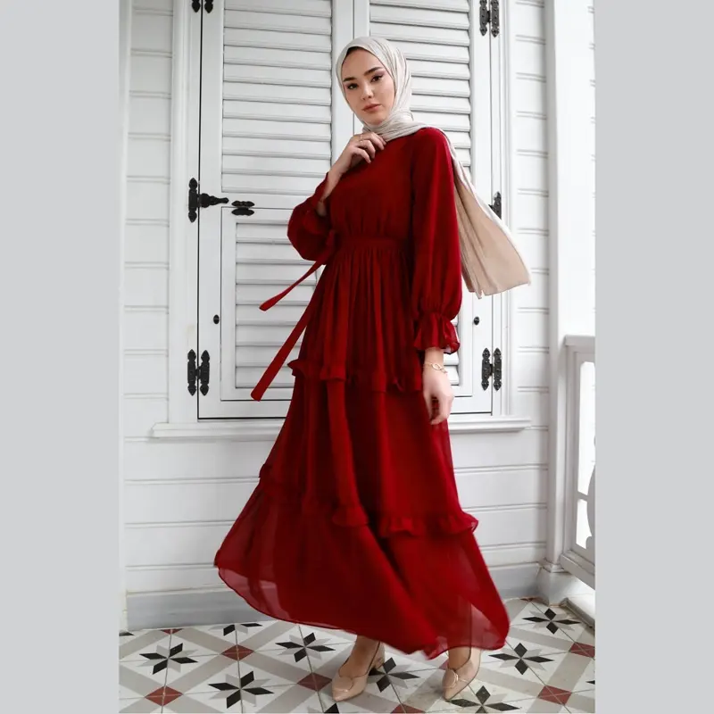 MOTIVE FORCE-vestido árabe de moda para mujer, elegante, islámico, con volantes, turco, musulmán