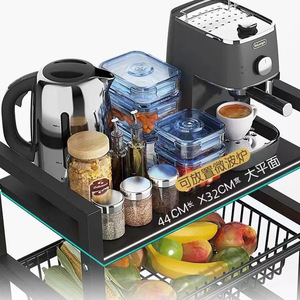 Kitchen <b>Storage</b> Rack 3 Tier Metal Rolling <b>Cart</b> With Wheels For Fruit Vegetable And Microwave Oven <b>Storage</b> - Product Image 3