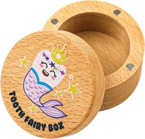 Boîte à dents de lait en bois peinte, mignonne, avec couleur et taille personnalisables - Souvenir pour les dents perdues, anniversaire d'enfant et fête prénatale - Product Image 1