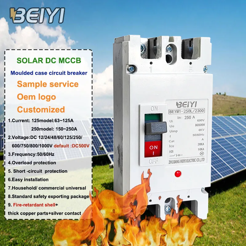 CE 1P 2P 3P 4P 550V 1000V Voltage Mccb Circuit Breaker 80A 100A 150A 160A 200A 250A 400A PV Solar Dc Circuit Breaker · image 1
