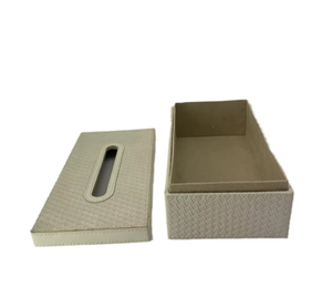 Boîtes de rangement en gros, bacs simples, étanches, multi-usages, en cuir texturé, rectangulaires, pour hôtel et maison, boîte de rangement pour mouchoirs - Product Image 4
