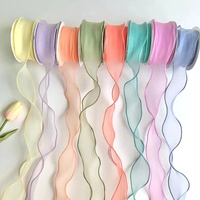 Cadeau personnalisé en organza de mousseline de soie de curling Moire le ruban pour la décoration empaquetant la boîte à bijoux de fleur