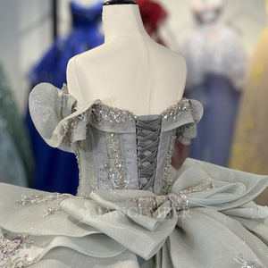 Vestidos de Quinceañera Vintage Dy1389 con Escote Corazón, Cola Watteau, Apliques de Cuentas, Vestido de Gala de Gasa Antiestático Natural - Product Image 2