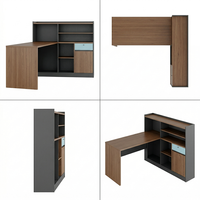 Bureau en L en bois au prix d'usine, poste de travail moderne pour la maison et le bureau avec étagère de rangement et meuble pour ordinateur