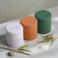 Boîtes cylindriques en fer blanc rose pour emballage de poudre de matcha 30g, gravure mate, boîtes métalliques pour matcha, idéales pour cadeaux, vente en gros