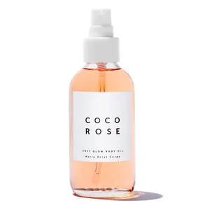 BLIW Private Label Moisturizing Nourishing Soothing Hydrating Light Rose Scent Coco Rose Body Glow Oil For Silky Skin