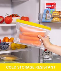 Sacs de conservation alimentaire réutilisables variés, matériau PEVA de qualité alimentaire, double fermeture éclair, adaptés au congélateur, sans BPA - Product Image 2