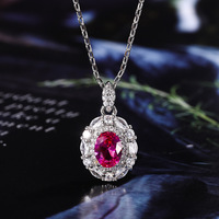Set Cincin Perhiasan Pernikahan Modis Oval Korundum Merah Tembaga Ramah Lingkungan Baru