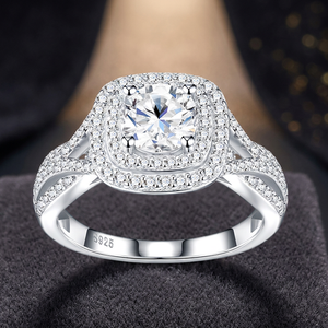 Anillo Halo de Moissanita Brillante de 1 Quilate con Corte Brillante, Plata S925 con Baño de Rodio, Engaste de Garras, Clásico para Boda o Compromiso, Regalo con Certificado GRA - Product Image 3
