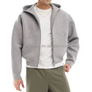 새로운 더블 레이어드 코튼 400 500 Gsm 빈 박시 후디 제조 양털 헤비급 지퍼 후디 크롭 사용자 정의 집업 후디 - Product Image 3