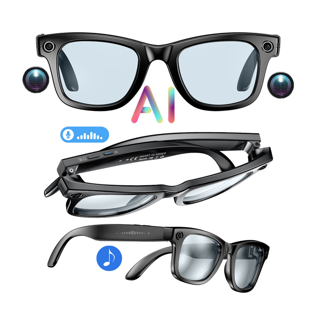 W610 Smart Camera Glasses Head-Mounted Touch-Sensitive for Calling AI Simultaneous Translation 8MP Object Recognition