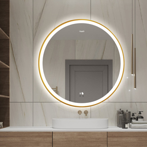 <span class=keywords><strong>Miroir</strong></span> <span class=keywords><strong>de</strong></span> <span class=keywords><strong>salle</strong></span> <span class=keywords><strong>de</strong></span> <span class=keywords><strong>bain</strong></span> à éclairage LED <span class=keywords><strong>rond</strong></span> personnalisé en usine avec cadre en aluminium noir - Product Image 3