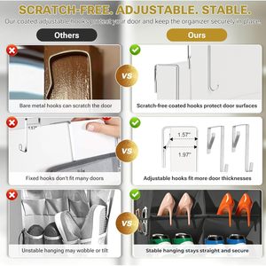 Organisateur de chaussures suspendu à 6 niveaux, transparent, avec poches profondes, pour placard, entrée, porte, rangement avec crochets - Product Image 5