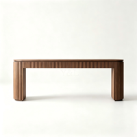 Console moderne en chêne cannelé, table d'entrée/couloir en bois massif nervuré
