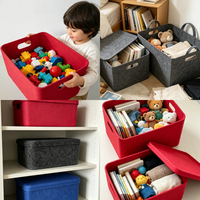 Panier de rangement de bonne qualité avec une sensation de qualité supérieure, intérieur doublé de feutre, avec sangle et couvercle