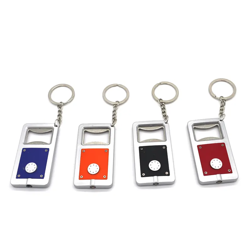 Khuyến mại thiết kế mới tùy chỉnh logo mở chai Keyring với ánh sáng LED