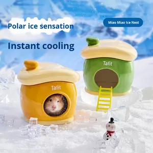 Nid en céramique pour <span class=keywords><strong>hamsters</strong></span> dorés Abri d'été frais avec maison à neige et glacière Caractéristiques Fournitures décoratives pour petits animaux - Product Image 2