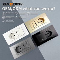 BAOBEN Panneau de prise italienne EU avec USB-C et USB-A, Module d'interrupteur DIY gris