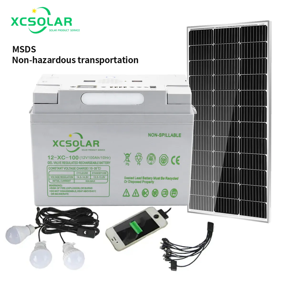 Batería de plomo ácido Estación de energía portátil Almacenamiento de energía Generador solar de 150W con paneles solares Juego completo para luces Led